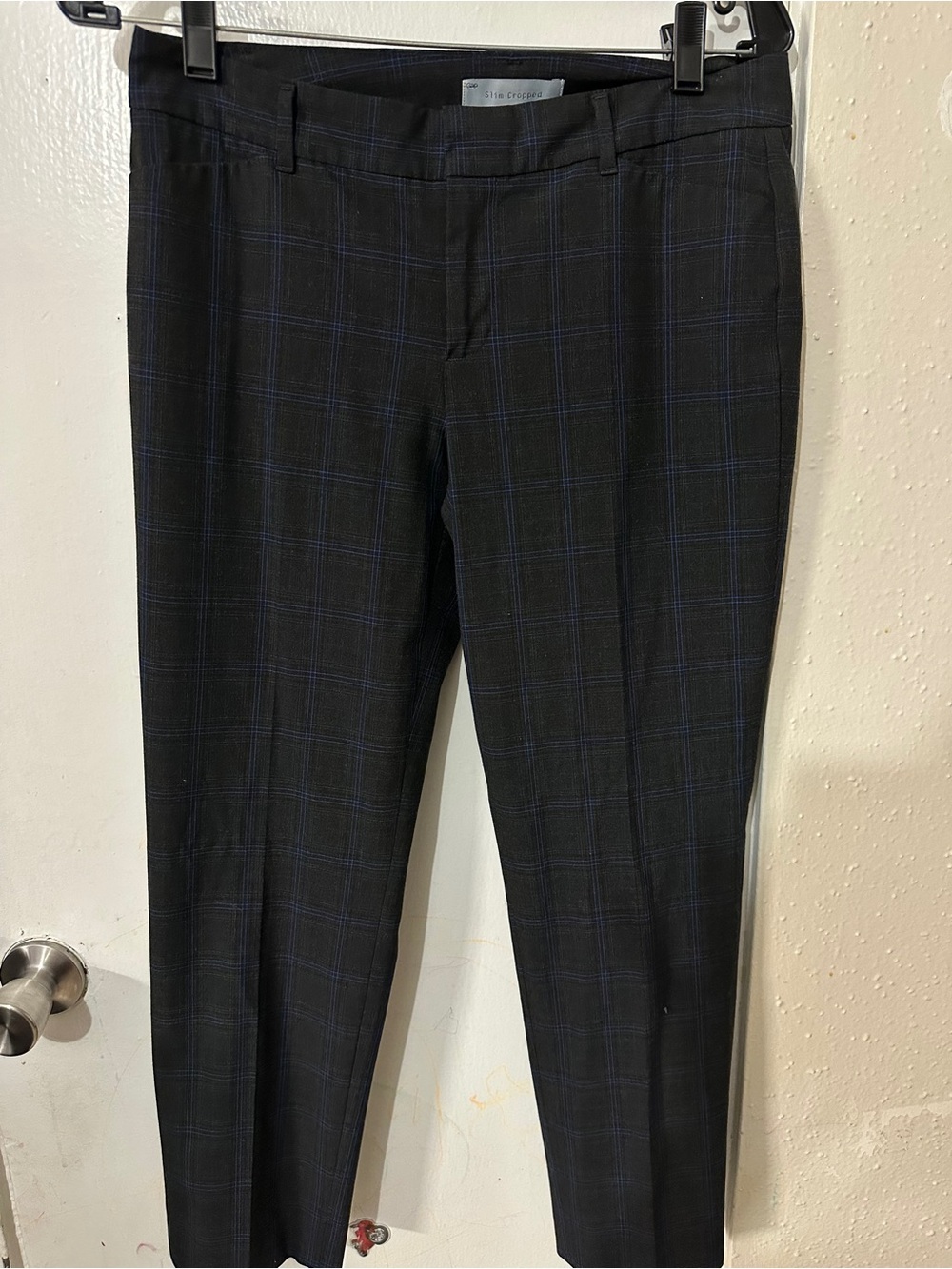 GAP Black Trousers with Blue Windowpane Plaid